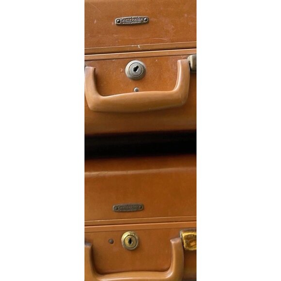 Samsonite Vintage Streamlite Suitcases Luggage Solid Brown 1950s RARE Style 4651 - Picture 5 of 16